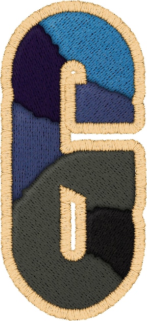 Modern embroidered patch on denim