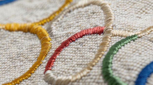 Close-up of colorful hand embroidery stitches